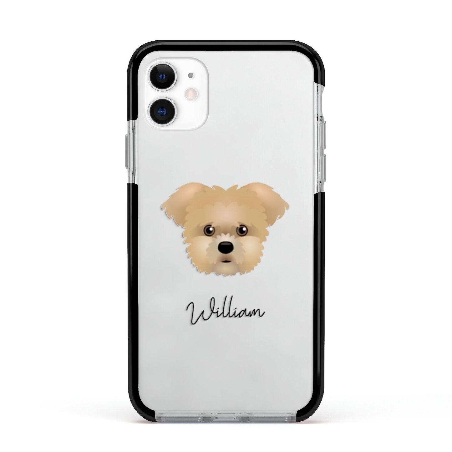 Morkie Personalised Apple iPhone 11 in White with Black Impact Case