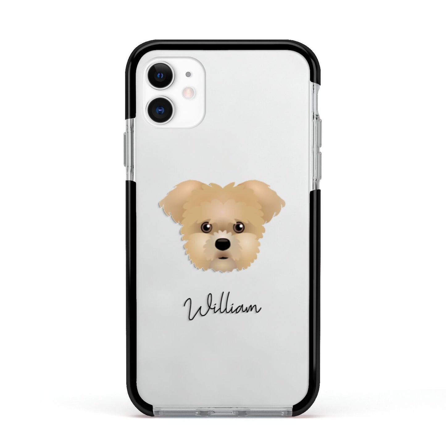 Morkie Personalised Apple iPhone 11 in White with Black Impact Case