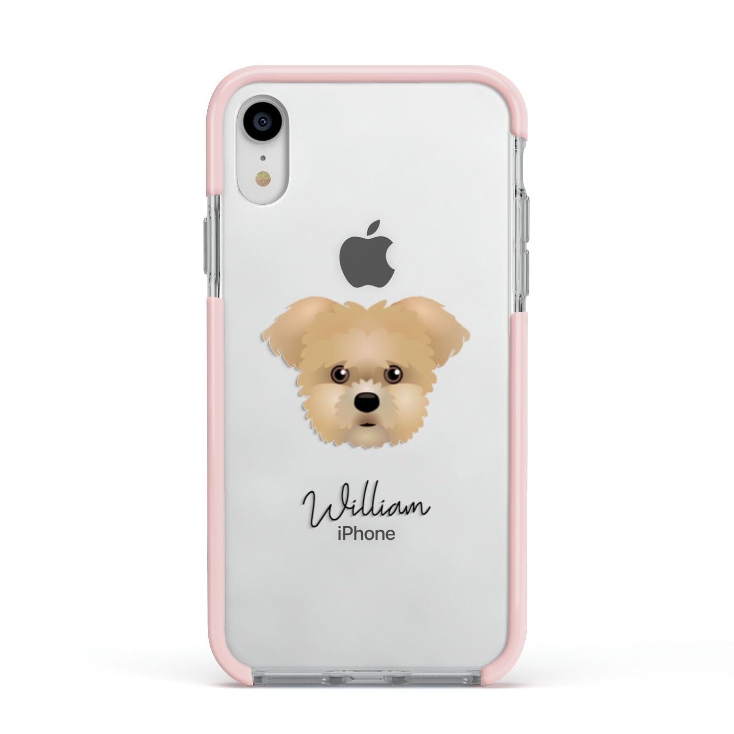 Morkie Personalised Apple iPhone XR Impact Case Pink Edge on Silver Phone