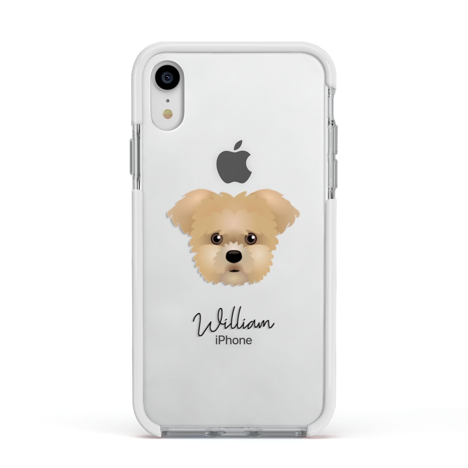 Morkie Personalised Apple iPhone XR Impact Case White Edge on Silver Phone