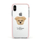 Morkie Personalised Apple iPhone Xs Impact Case Pink Edge on Silver Phone