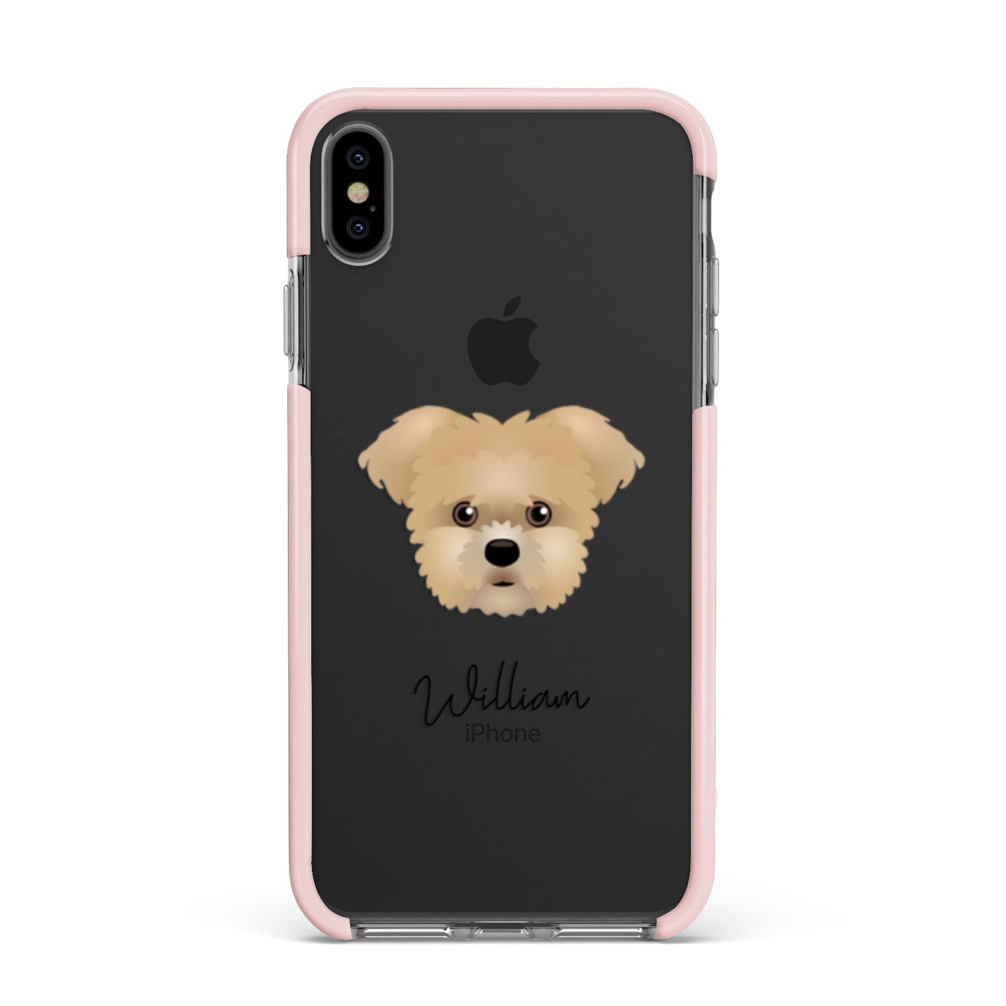 Morkie Personalised Apple iPhone Xs Max Impact Case Pink Edge on Black Phone