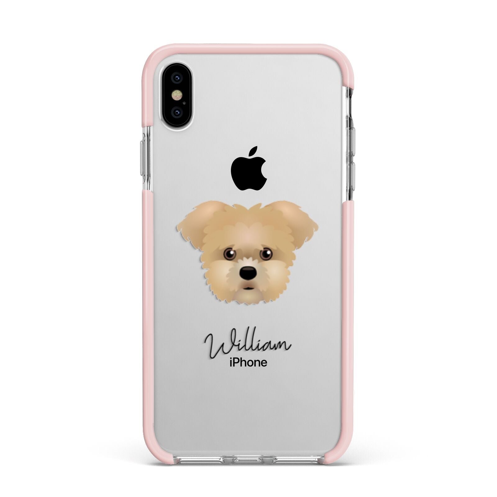 Morkie Personalised Apple iPhone Xs Max Impact Case Pink Edge on Silver Phone