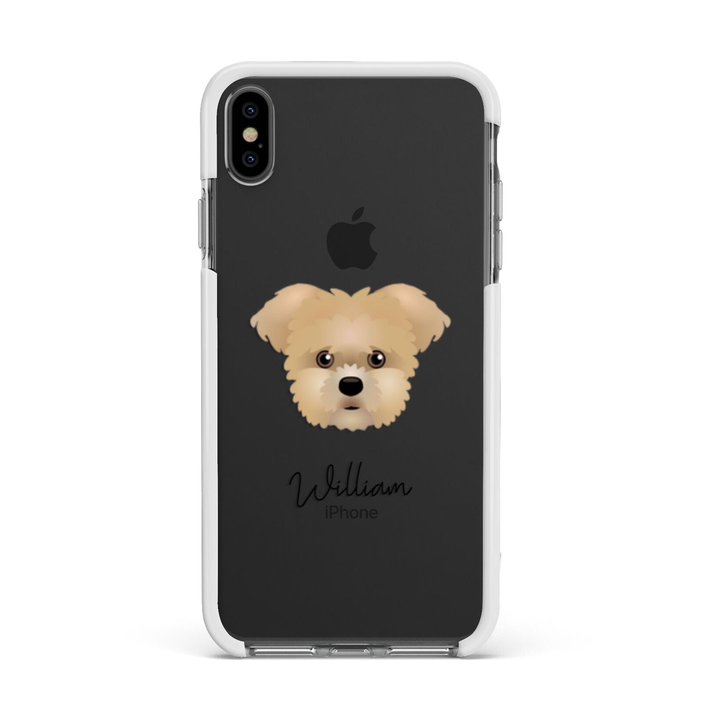 Morkie Personalised Apple iPhone Xs Max Impact Case White Edge on Black Phone
