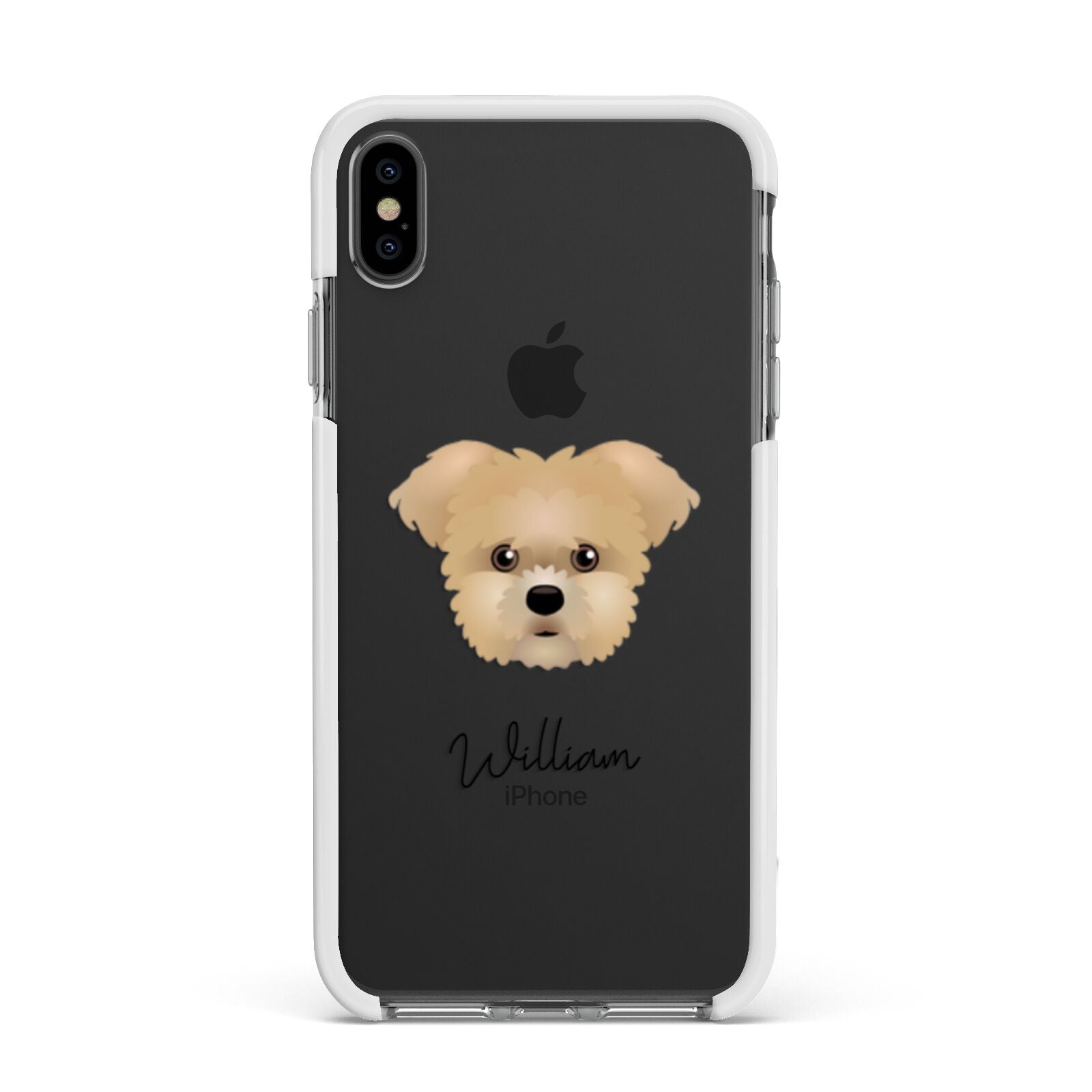 Morkie Personalised Apple iPhone Xs Max Impact Case White Edge on Black Phone