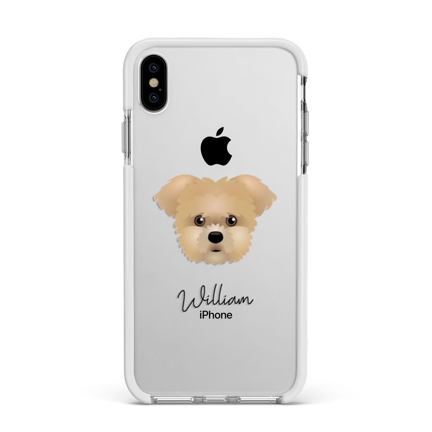 Morkie Personalised Apple iPhone Xs Max Impact Case White Edge on Silver Phone