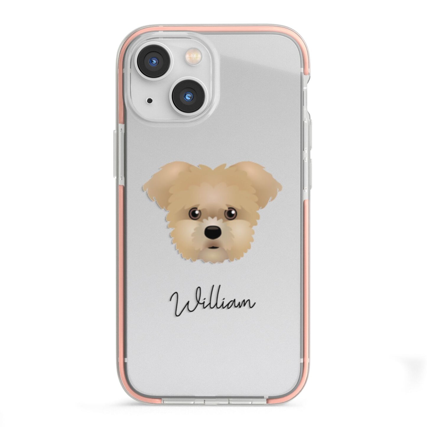 Morkie Personalised iPhone 13 Mini TPU Impact Case with Pink Edges