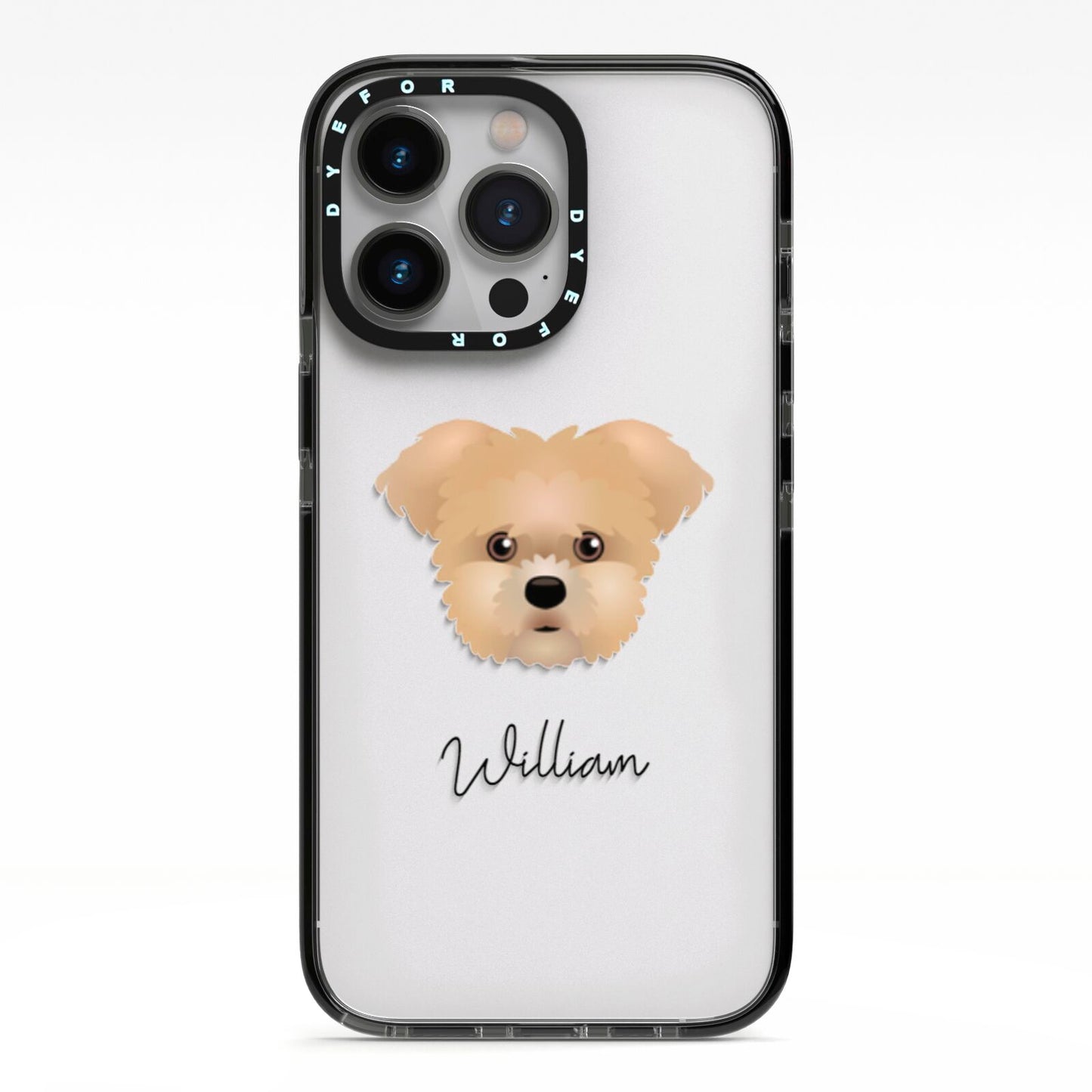 Morkie Personalised iPhone 13 Pro Black Impact Case on Silver phone