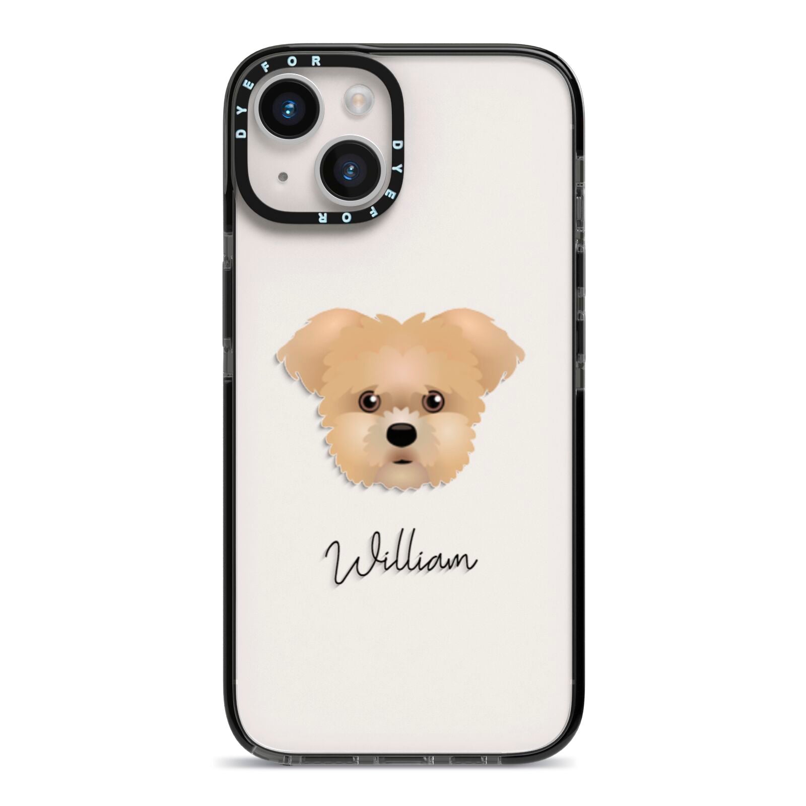 Morkie Personalised iPhone 14 Black Impact Case on Silver phone