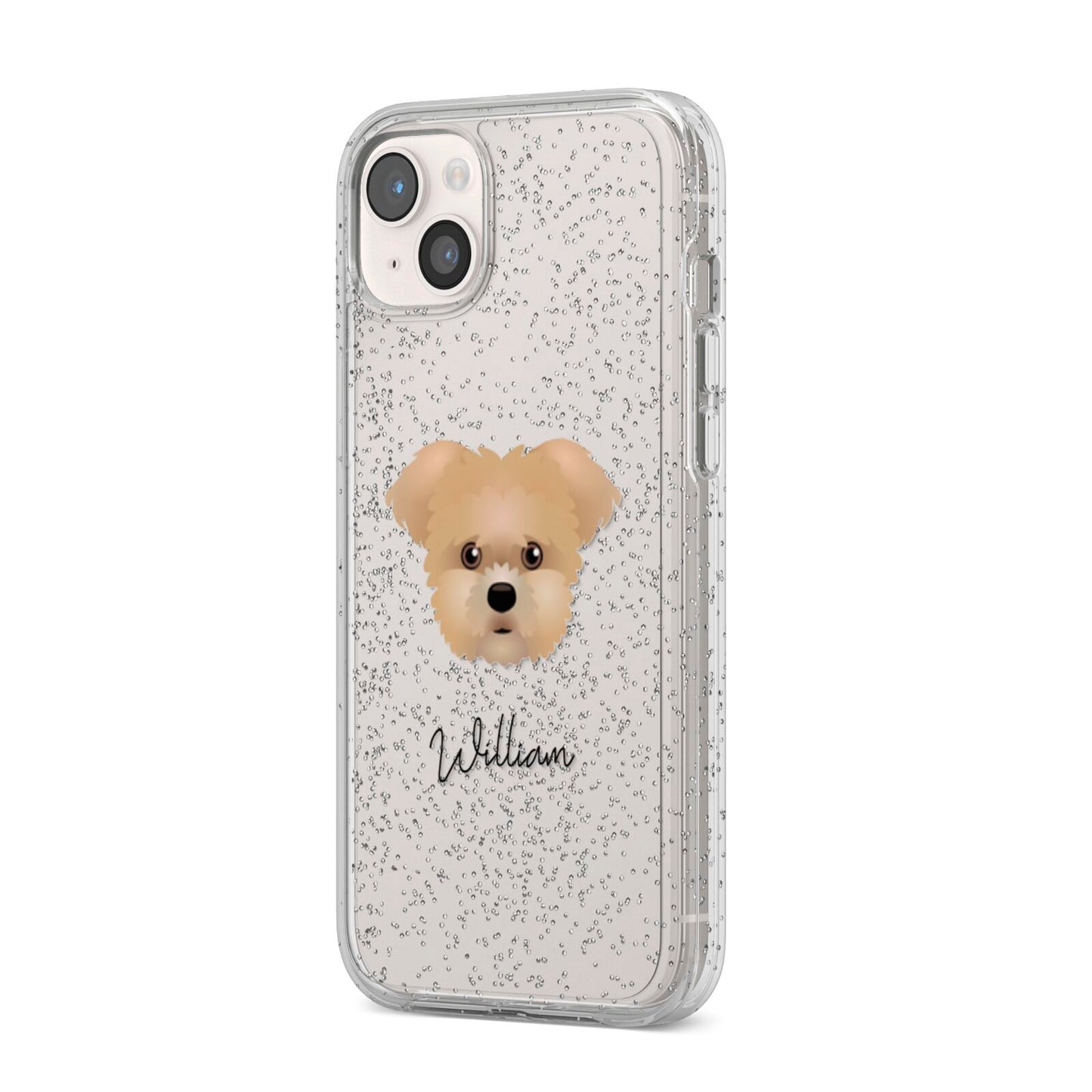 Morkie Personalised iPhone 14 Plus Glitter Tough Case Starlight Angled Image