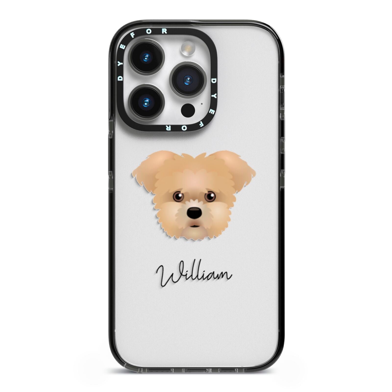 Morkie Personalised iPhone 14 Pro Black Impact Case on Silver phone