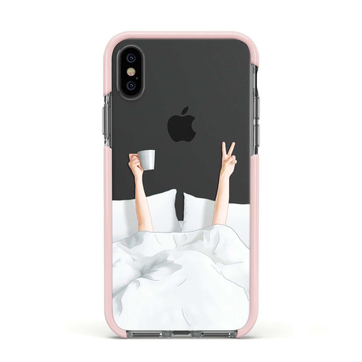 Morning Coffee Apple iPhone Xs Impact Case Pink Edge on Black Phone