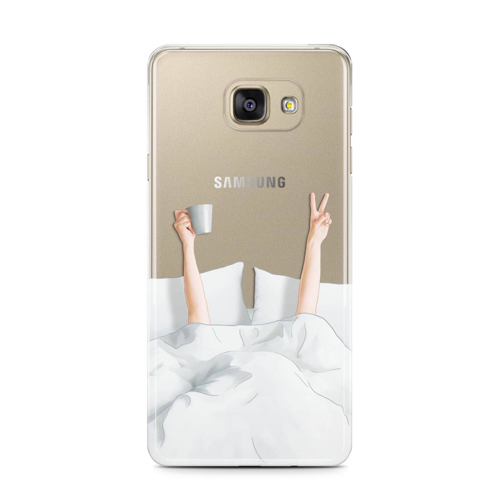 Morning Coffee Samsung Galaxy A7 2016 Case on gold phone