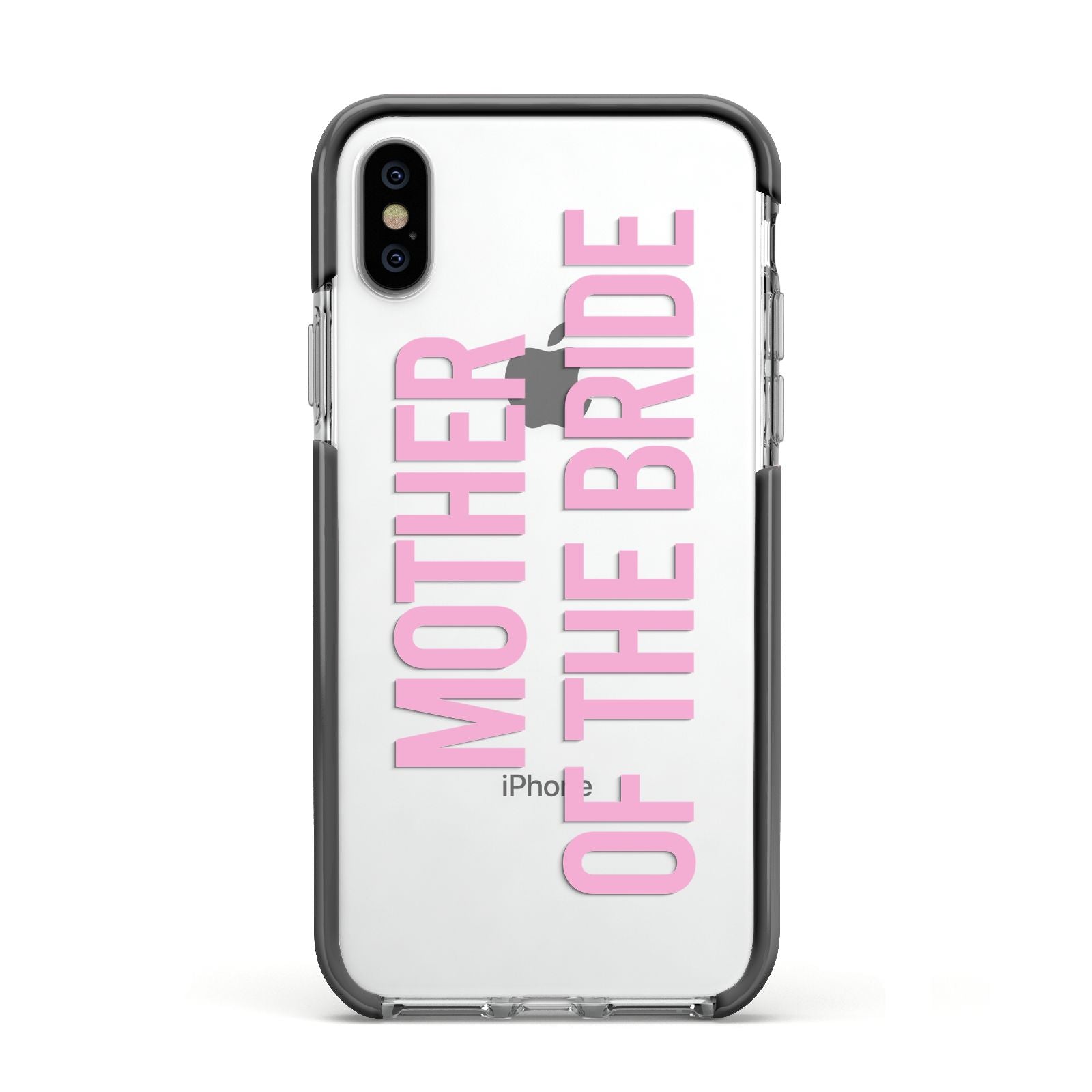 Mother of the Bride Apple iPhone Xs Impact Case Black Edge on Silver Phone