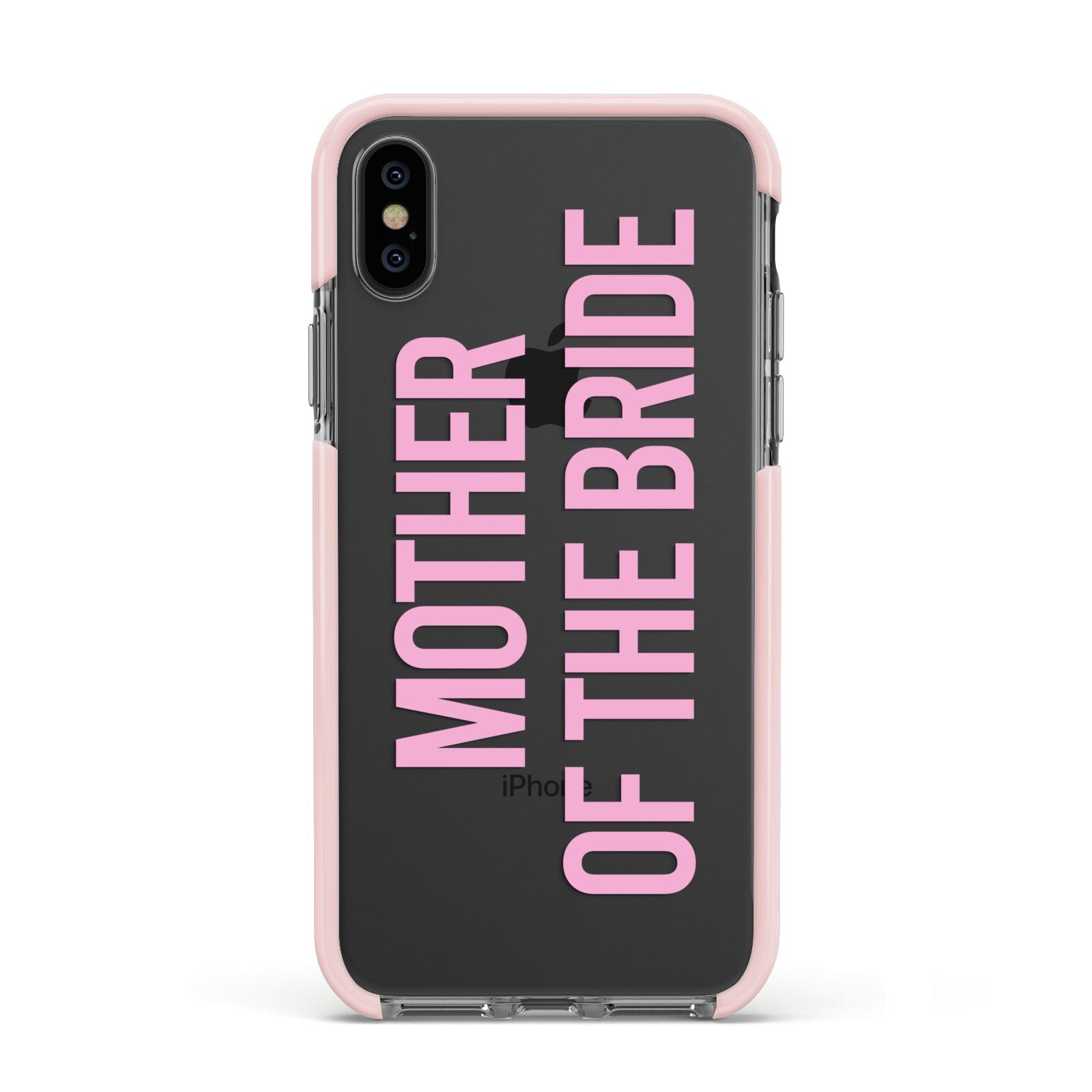 Mother of the Bride Apple iPhone Xs Impact Case Pink Edge on Black Phone