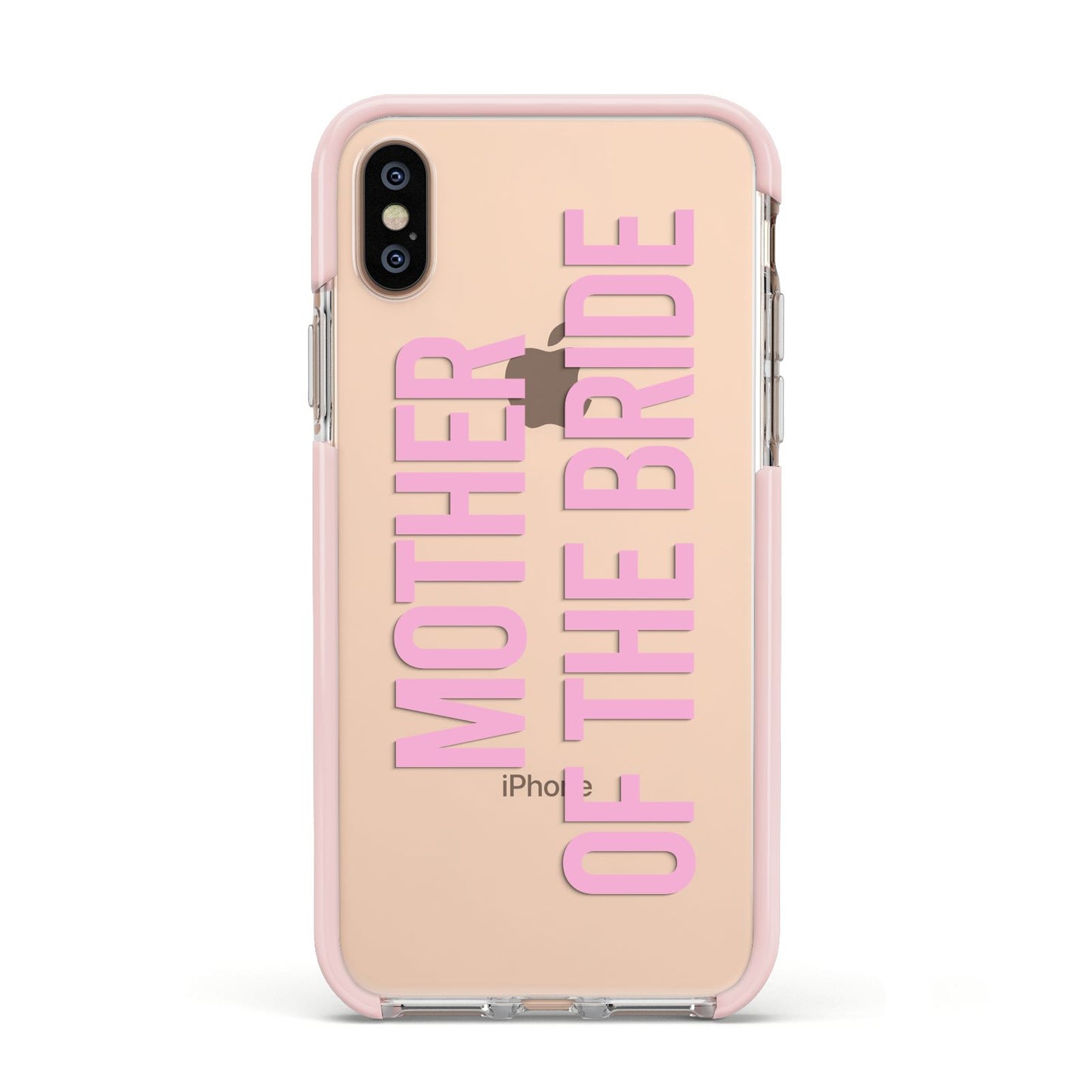 Mother of the Bride Apple iPhone Xs Impact Case Pink Edge on Gold Phone