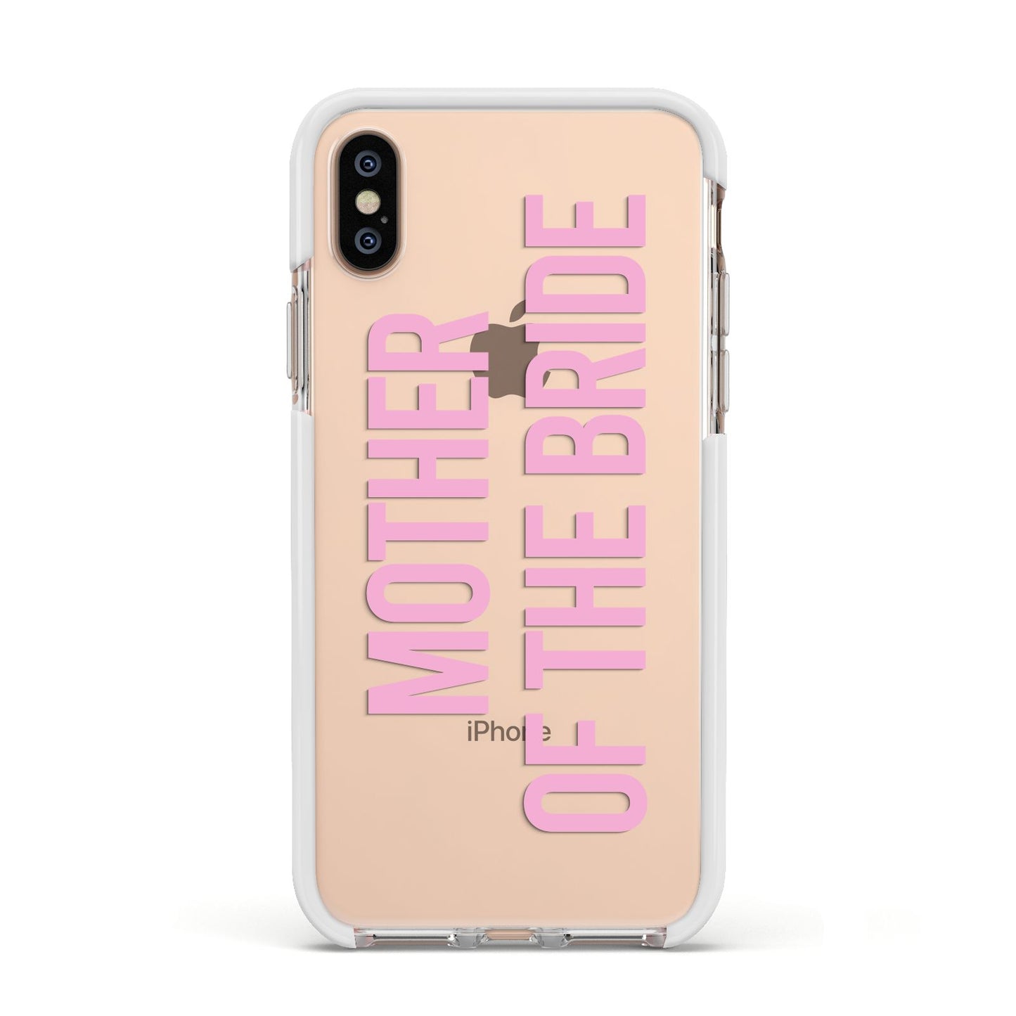 Mother of the Bride Apple iPhone Xs Impact Case White Edge on Gold Phone
