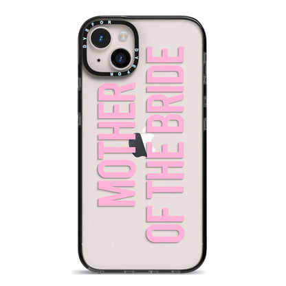 Mother of the Bride iPhone 14 Plus Black Impact Case on Silver phone