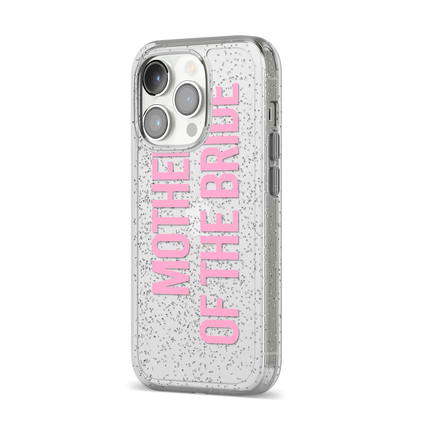 Mother of the Bride iPhone 14 Pro Glitter Tough Case Silver Angled Image