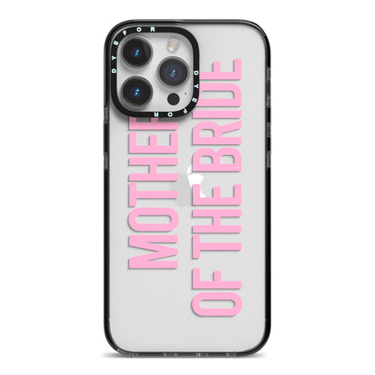 Mother of the Bride iPhone 14 Pro Max Black Impact Case on Silver phone