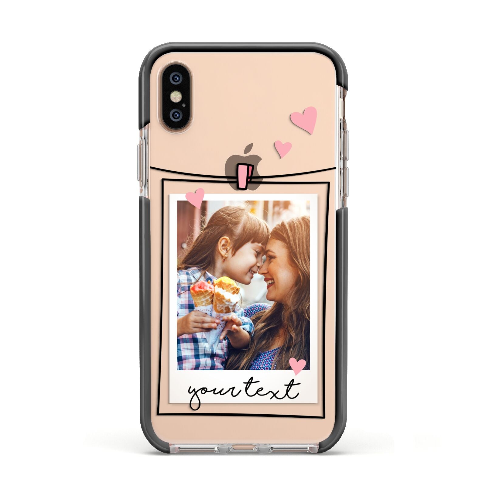 Mother s Day Photo Apple iPhone Xs Impact Case Black Edge on Gold Phone
