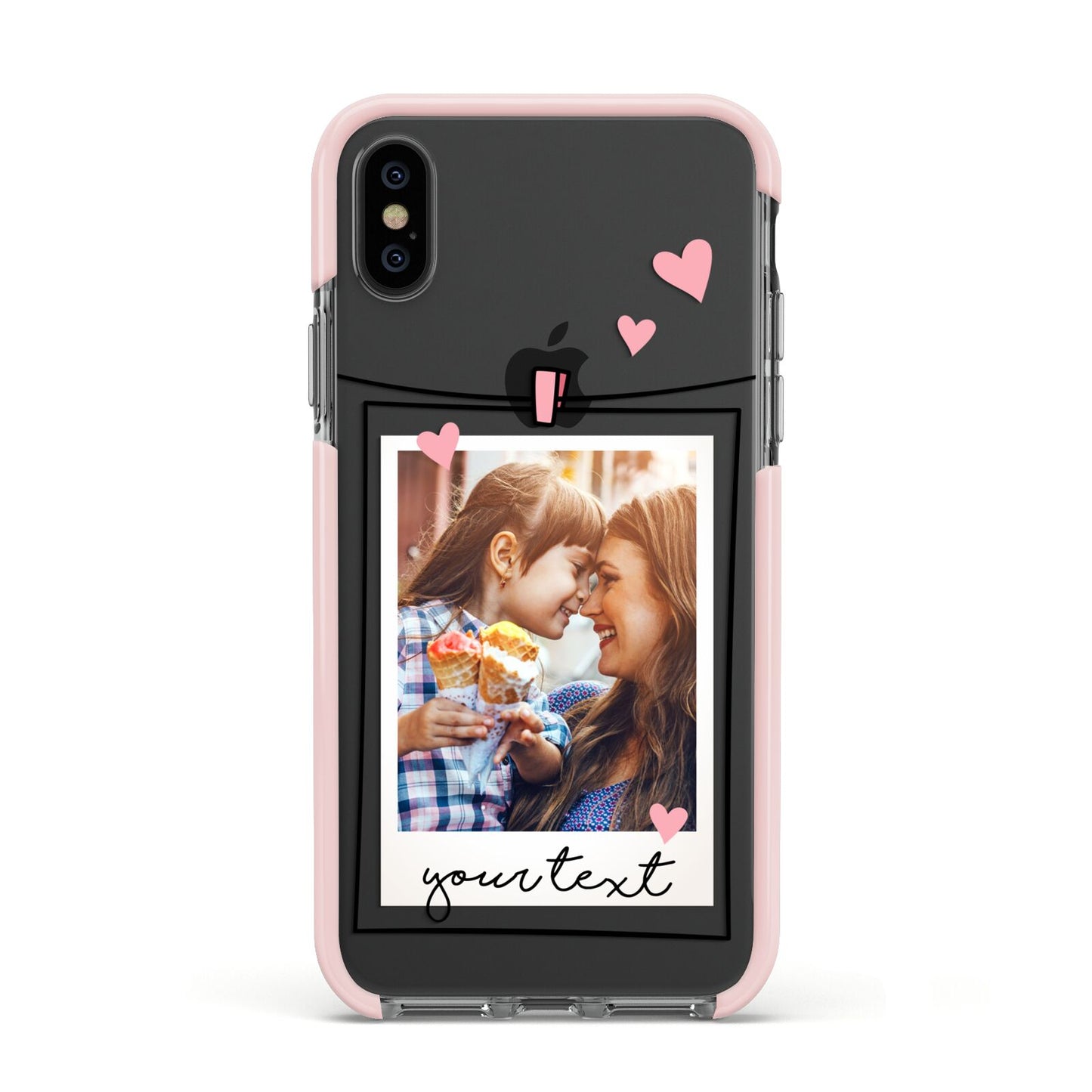 Mother s Day Photo Apple iPhone Xs Impact Case Pink Edge on Black Phone
