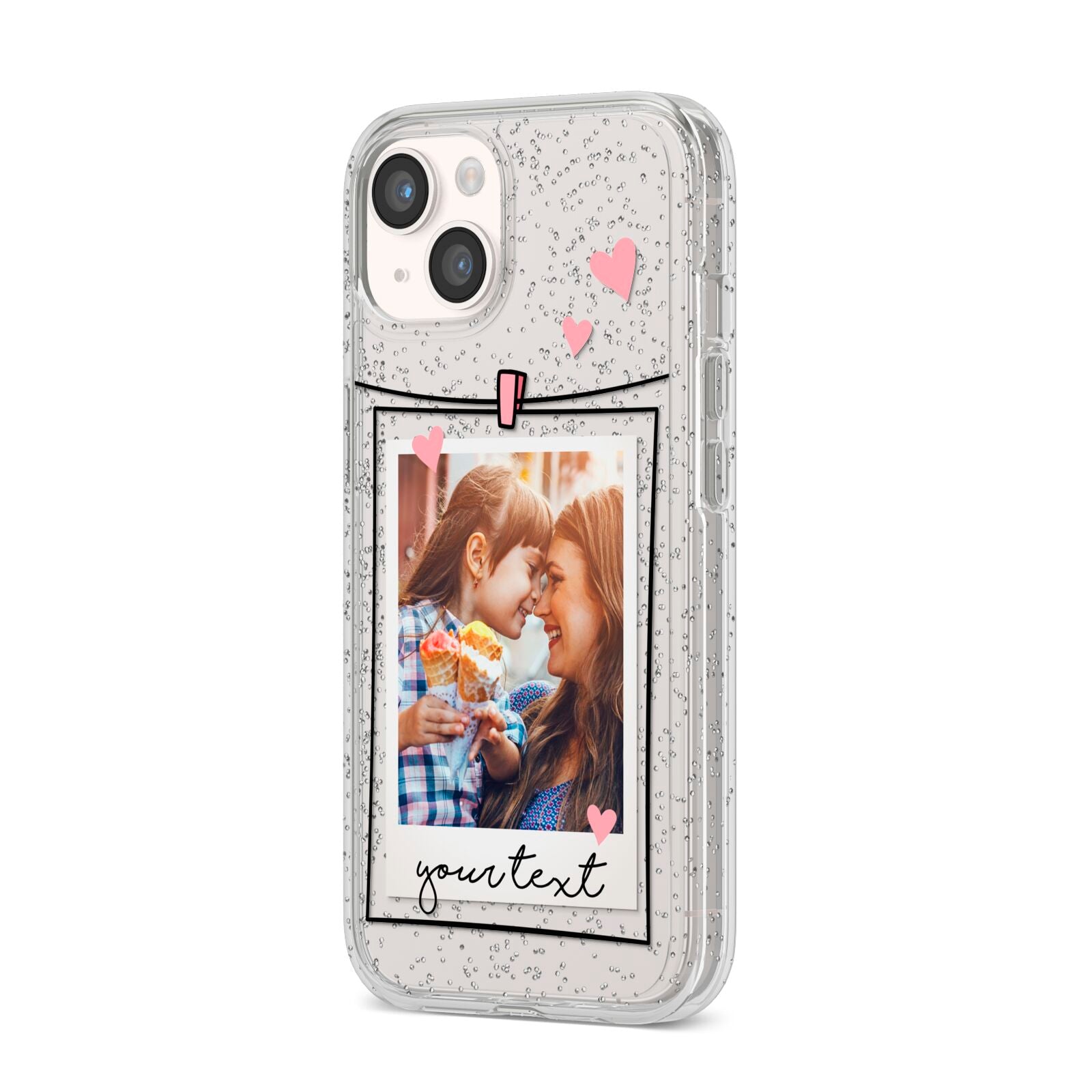 Mother s Day Photo iPhone 14 Glitter Tough Case Starlight Angled Image