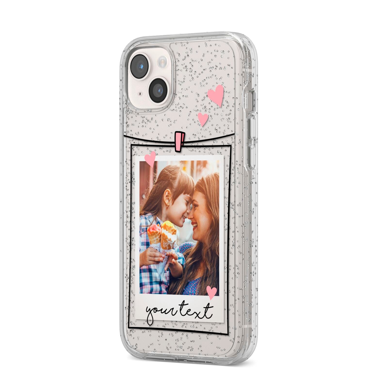 Mother s Day Photo iPhone 14 Plus Glitter Tough Case Starlight Angled Image