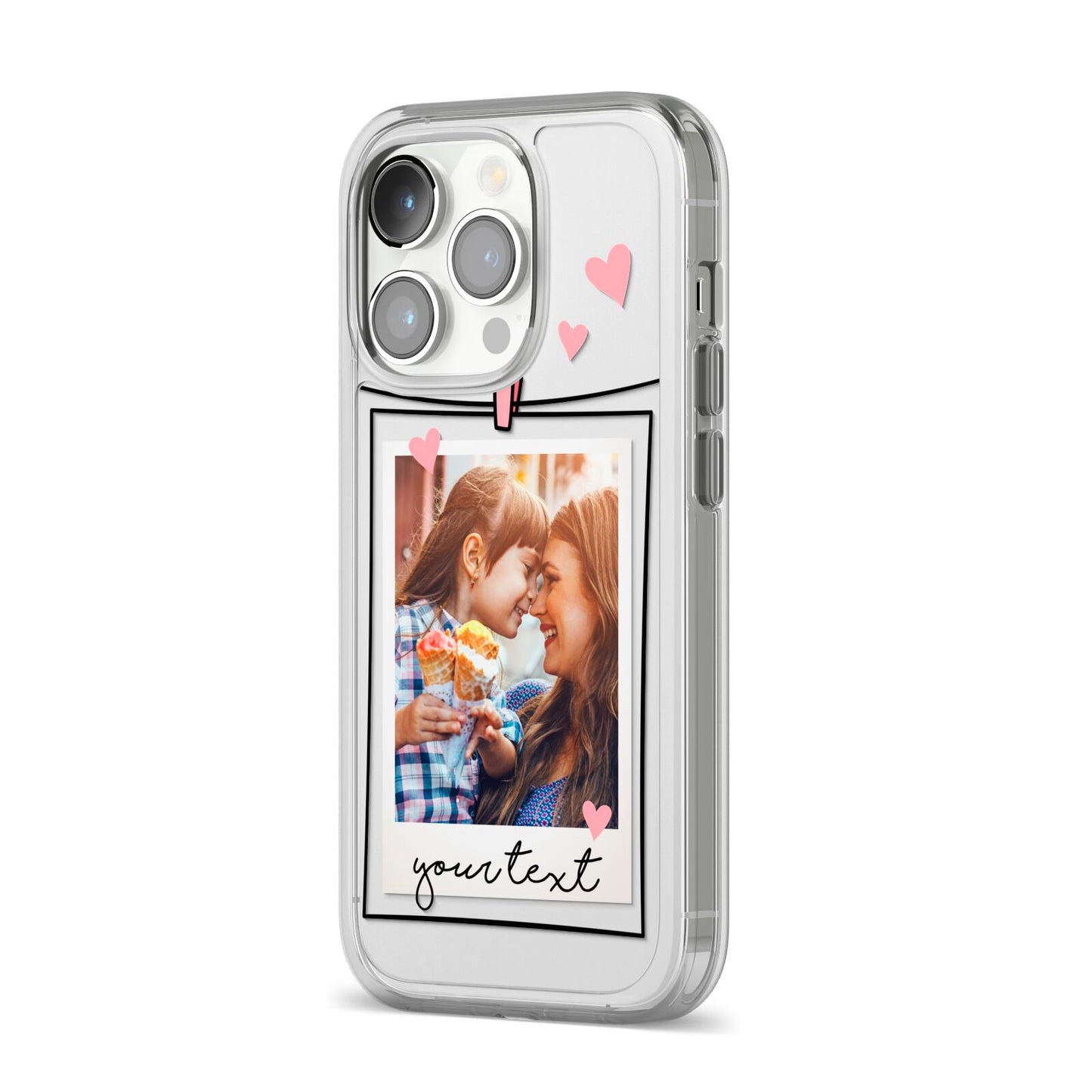 Mother s Day Photo iPhone 14 Pro Clear Tough Case Silver Angled Image