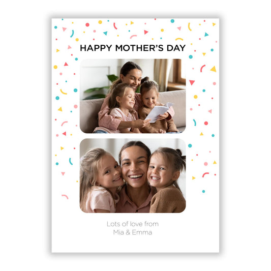 Mothers Day Confetti Photos with Names A5 Flat Greetings Card