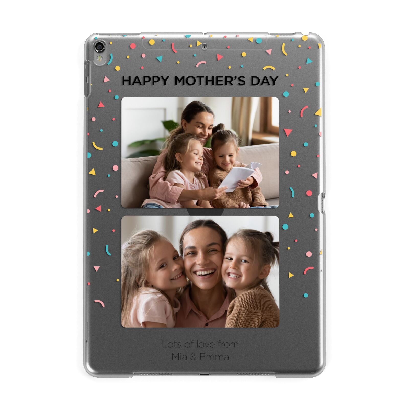 Mothers Day Confetti Photos with Names Apple iPad Grey Case