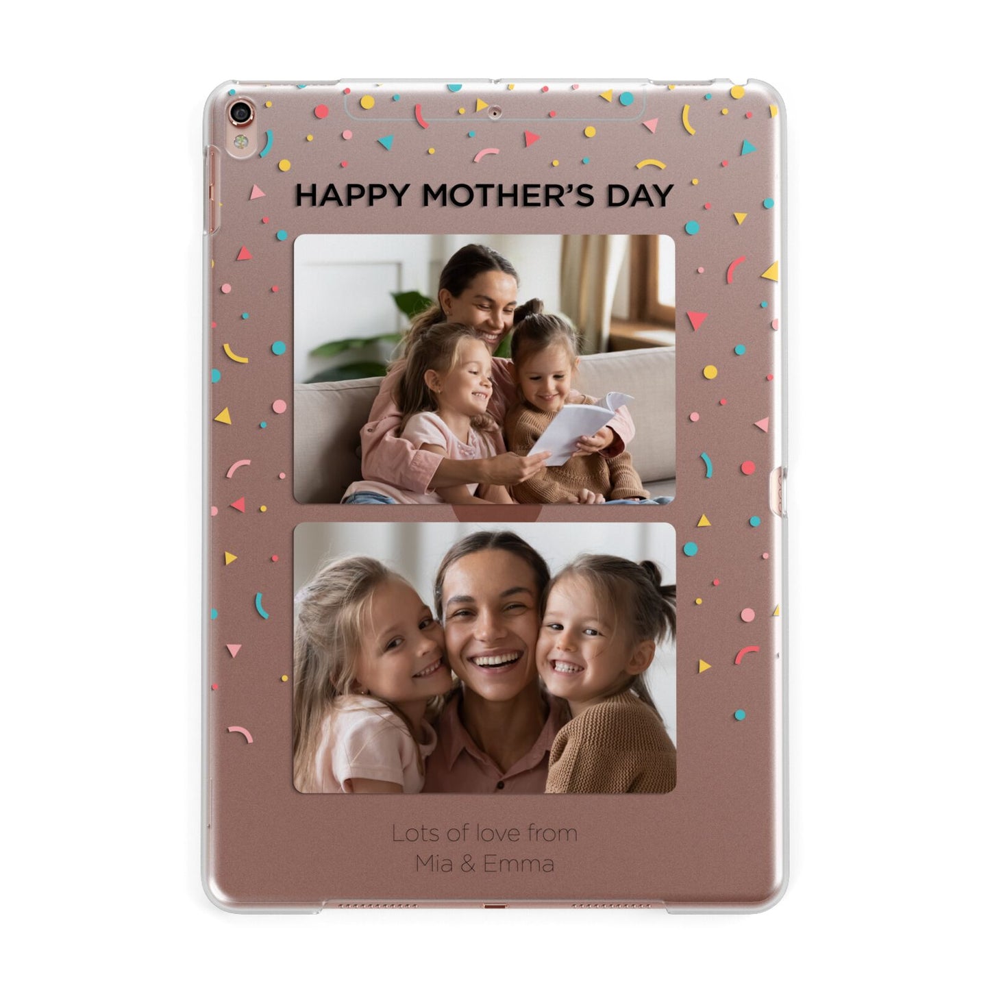 Mothers Day Confetti Photos with Names Apple iPad Rose Gold Case