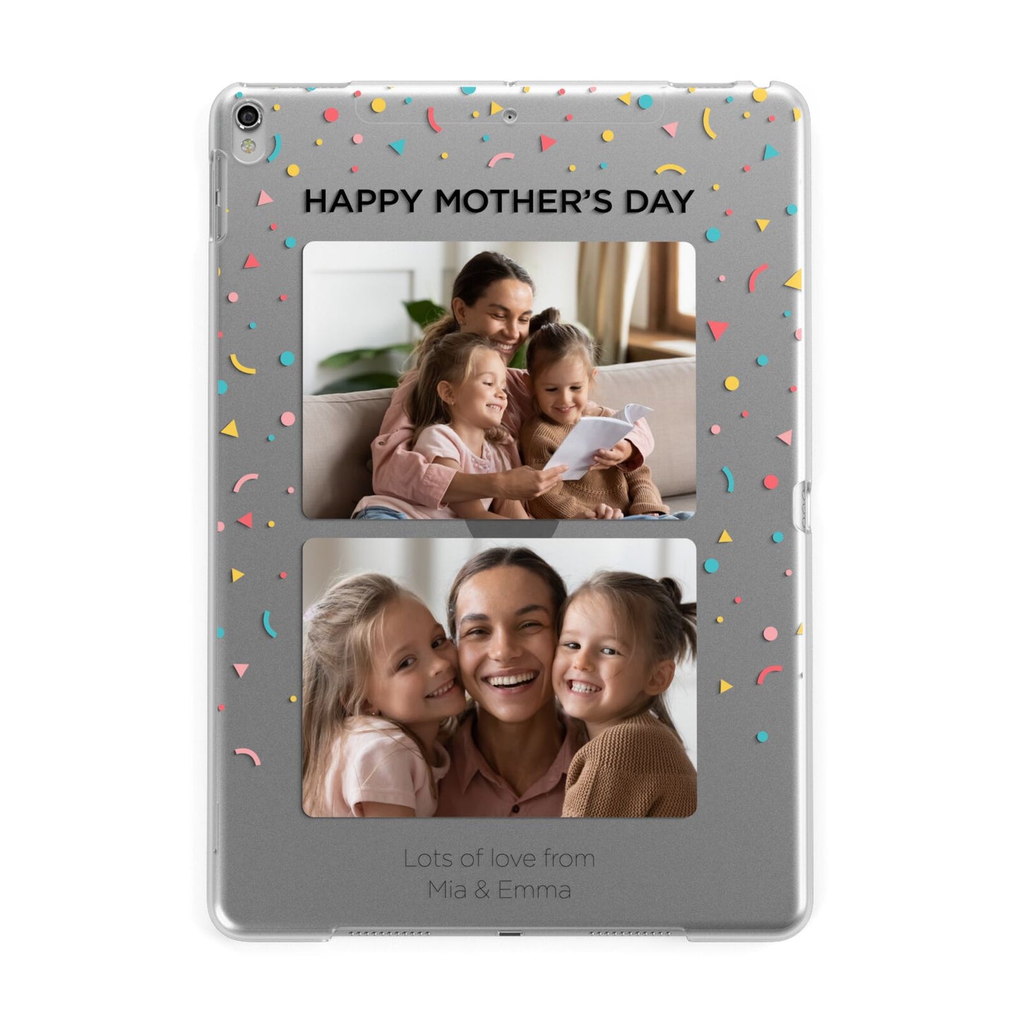 Mothers Day Confetti Photos with Names Apple iPad Silver Case