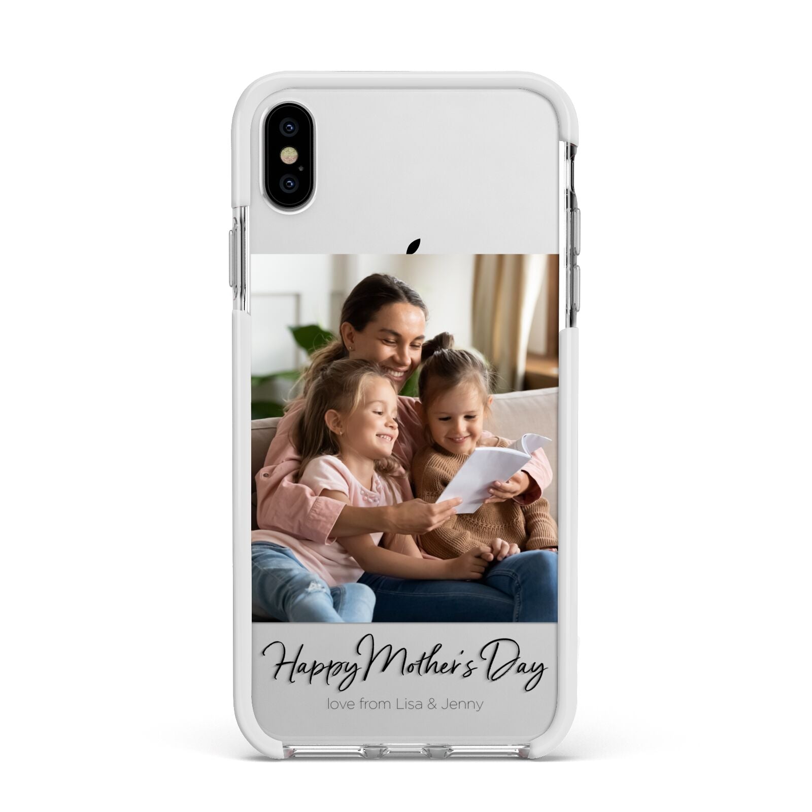 Mothers Day Family Photo Apple iPhone Xs Max Impact Case White Edge on Silver Phone