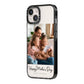 Mothers Day Family Photo iPhone 14 Black Impact Case Side Angle on Silver phone