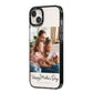 Mothers Day Family Photo iPhone 14 Plus Black Impact Case Side Angle on Silver phone