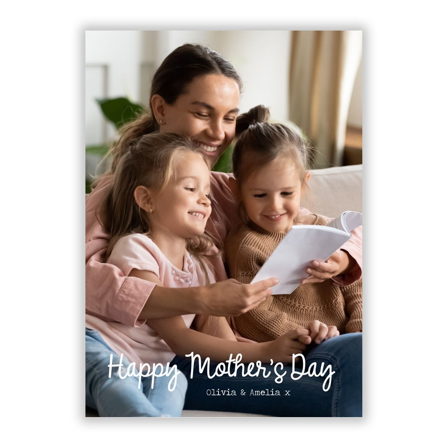 Mothers Day Family Photo with Names A5 Flat Greetings Card