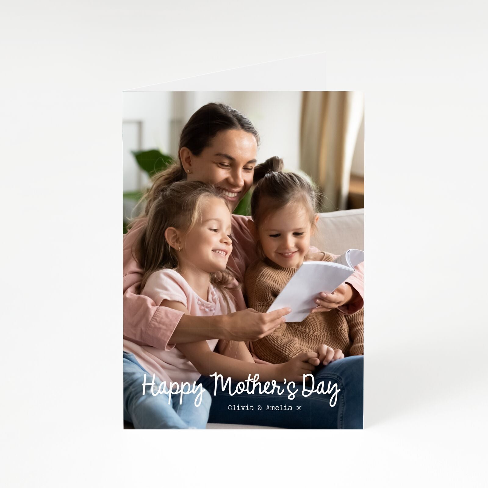 Mothers Day Family Photo with Names A5 Greetings Card