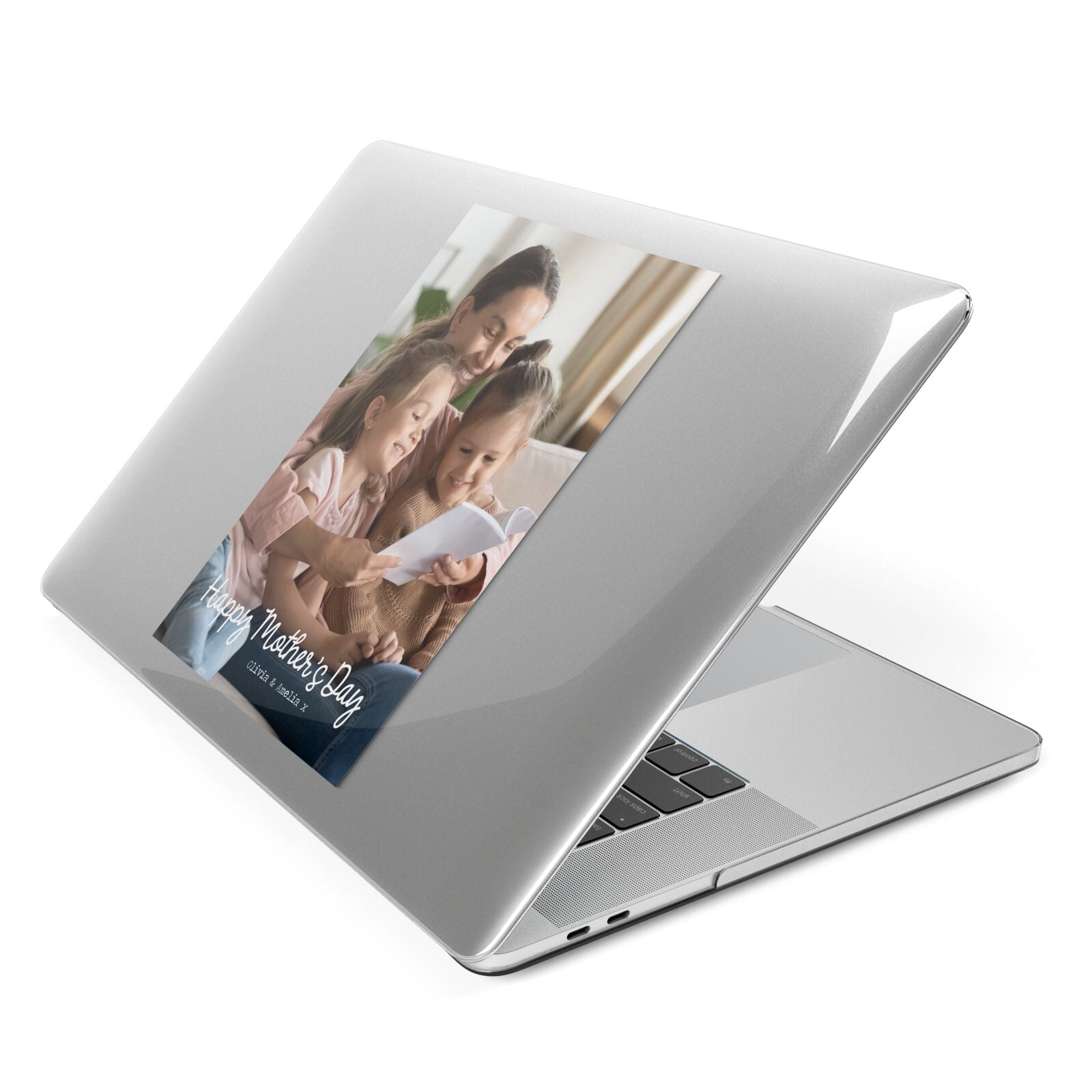 Mothers Day Family Photo with Names Apple MacBook Case Side View