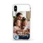 Mothers Day Family Photo with Names Apple iPhone Xs Impact Case White Edge on Silver Phone