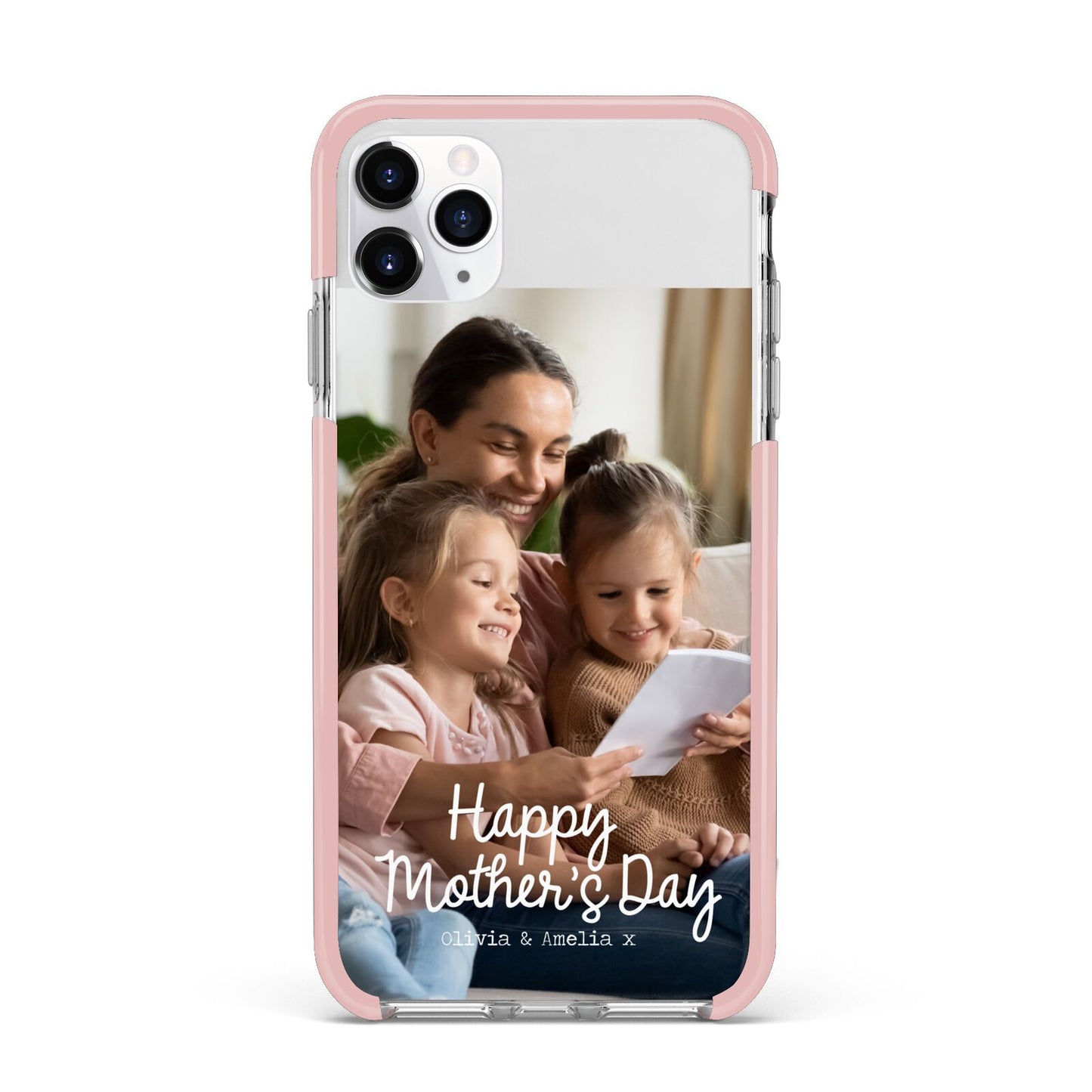 Mothers Day Family Photo with Names iPhone 11 Pro Max Impact Pink Edge Case