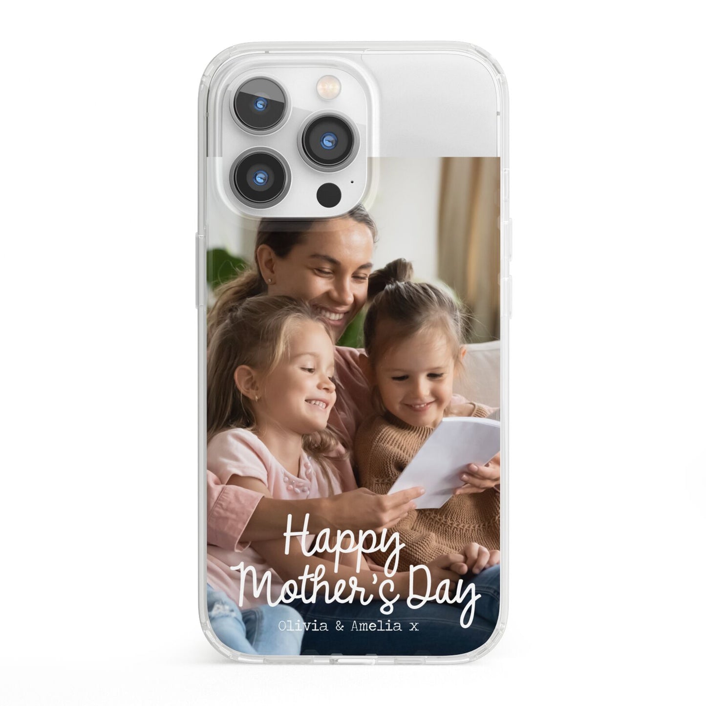 Mothers Day Family Photo with Names iPhone 13 Pro Clear Bumper Case