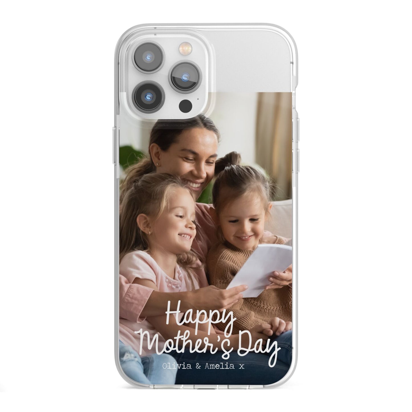 Mothers Day Family Photo with Names iPhone 13 Pro Max TPU Impact Case with White Edges