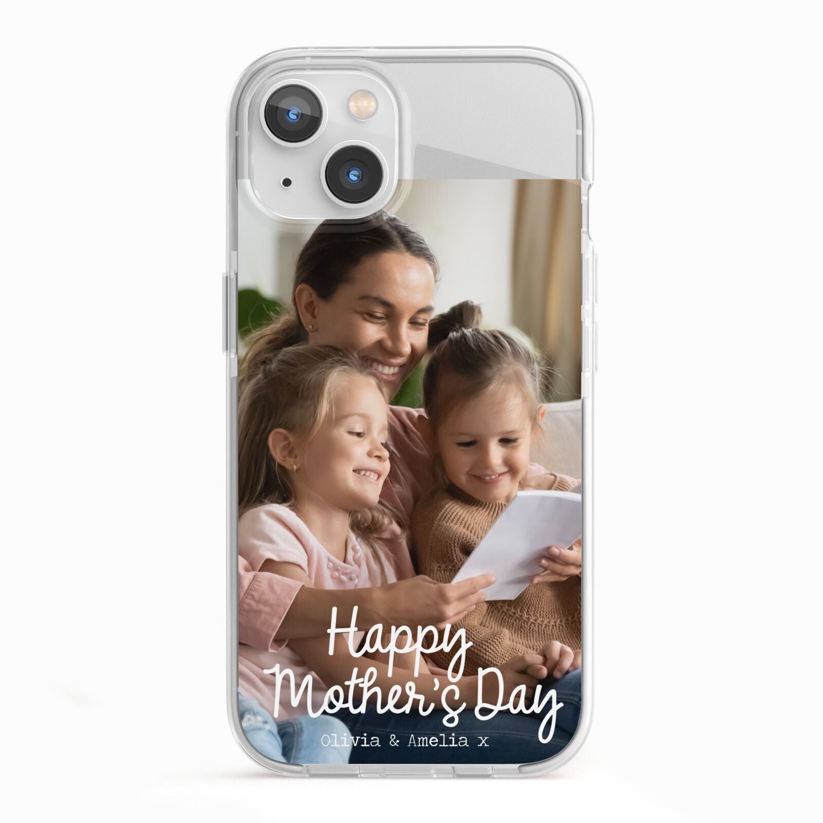 Mothers Day Family Photo with Names iPhone 13 TPU Impact Case with White Edges