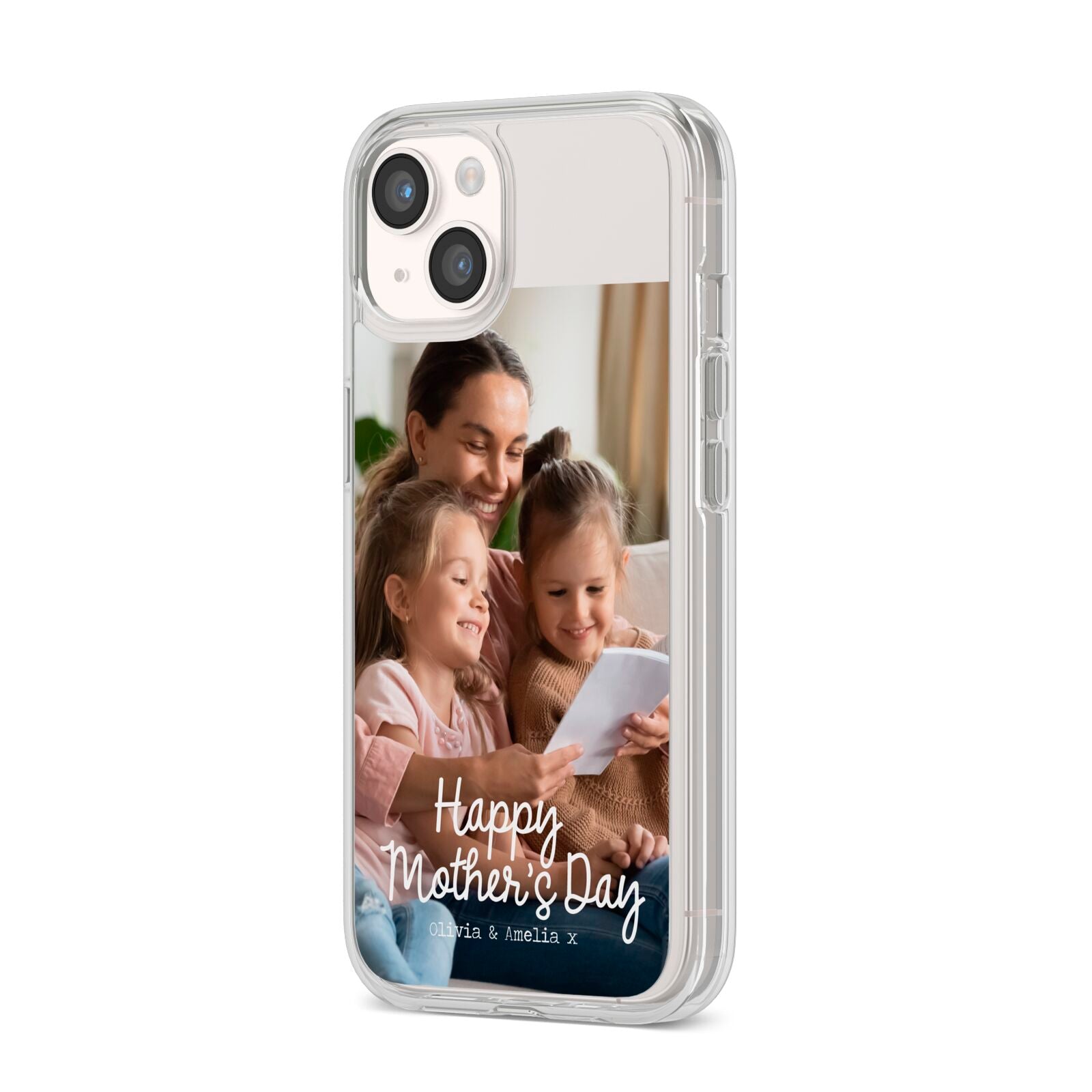 Mothers Day Family Photo with Names iPhone 14 Clear Tough Case Starlight Angled Image