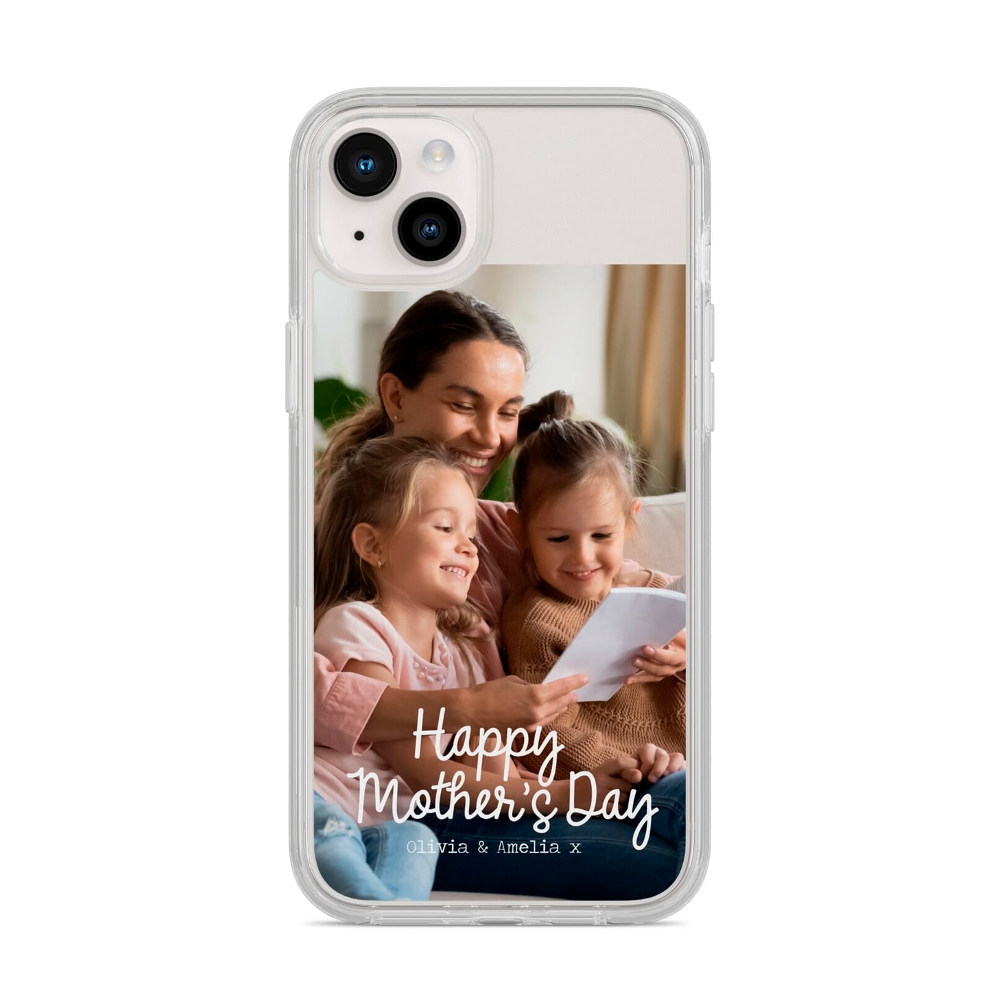Mothers Day Family Photo with Names iPhone 14 Plus Clear Tough Case Starlight