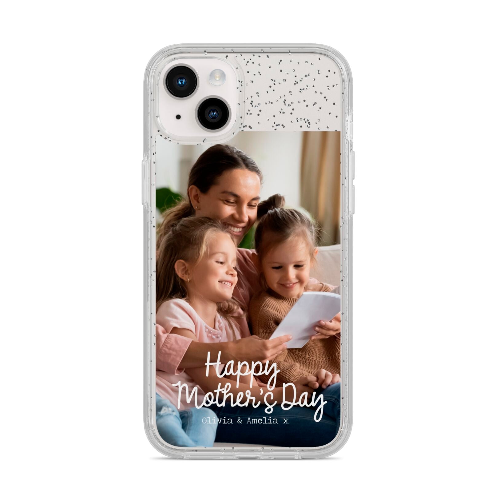 Mothers Day Family Photo with Names iPhone 14 Plus Glitter Tough Case Starlight