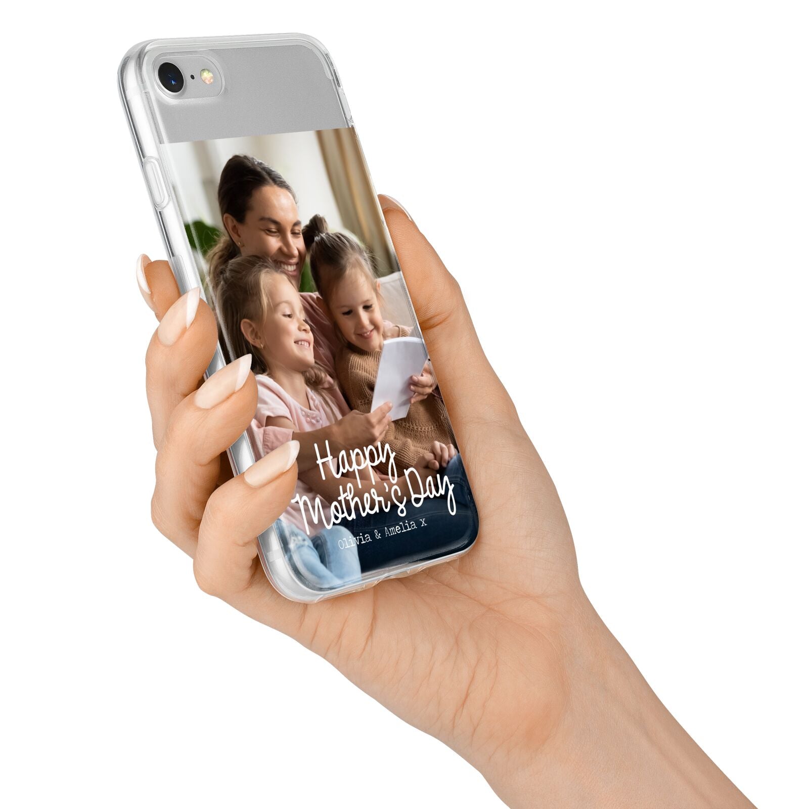 Mothers Day Family Photo with Names iPhone 7 Bumper Case on Silver iPhone Alternative Image