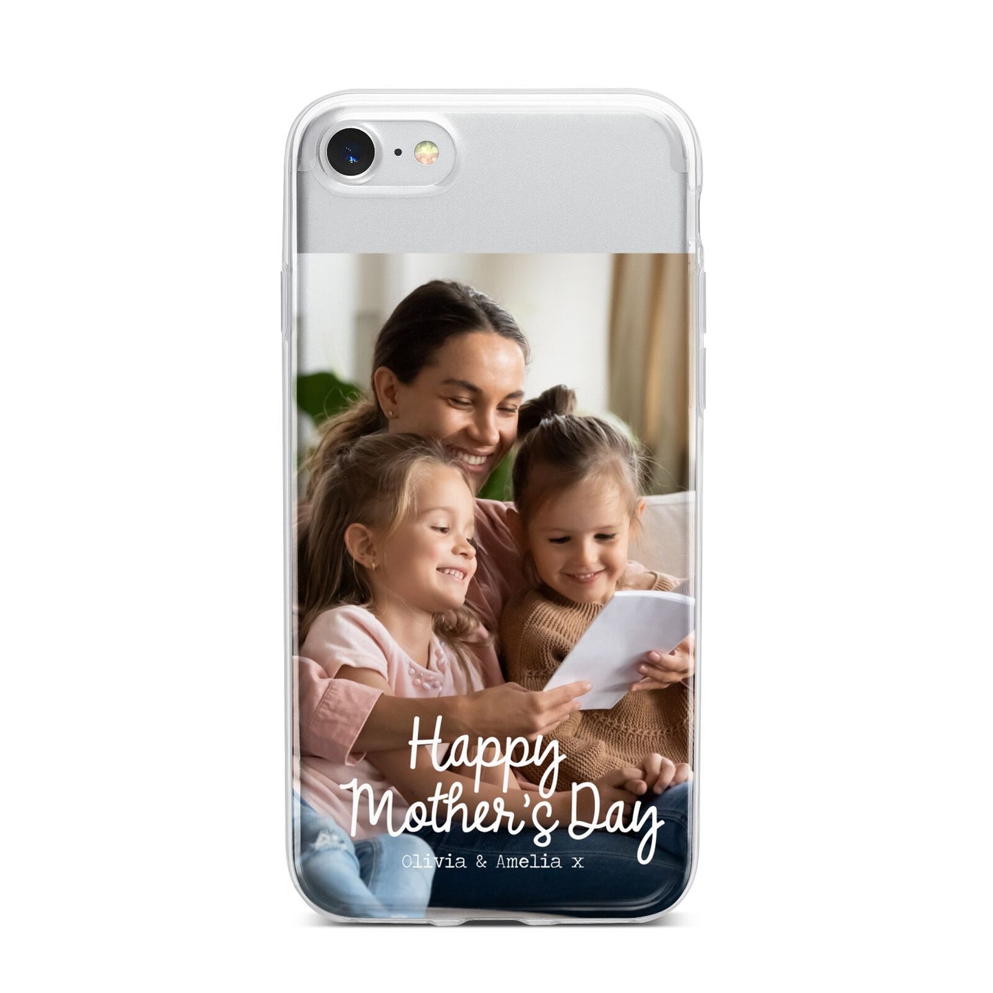 Mothers Day Family Photo with Names iPhone 7 Bumper Case on Silver iPhone