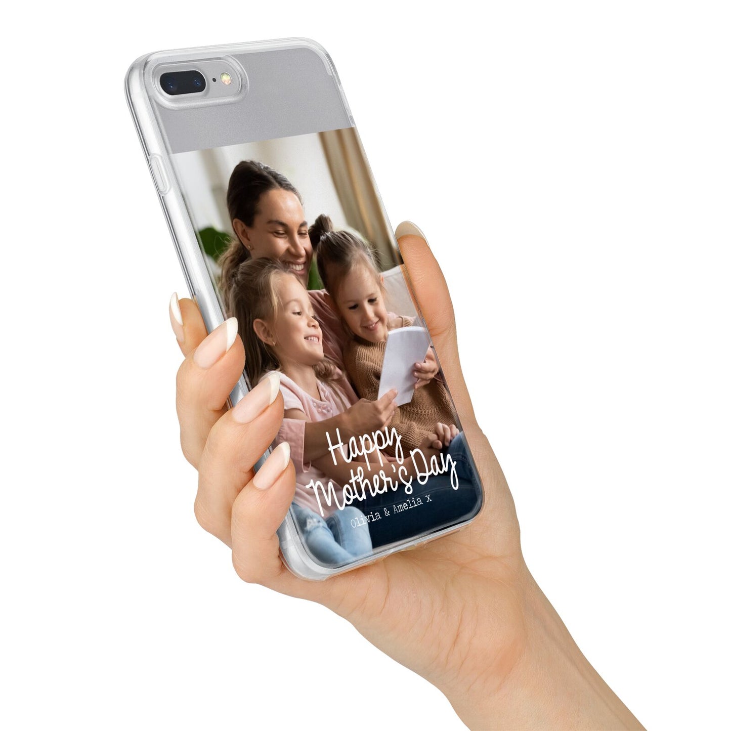 Mothers Day Family Photo with Names iPhone 7 Plus Bumper Case on Silver iPhone Alternative Image